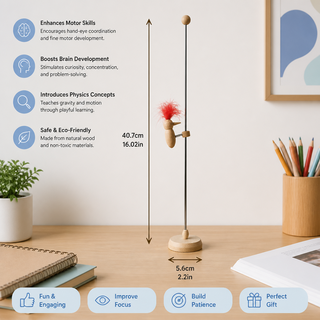 Wooden Woodpecker Learning Toy for Kids
