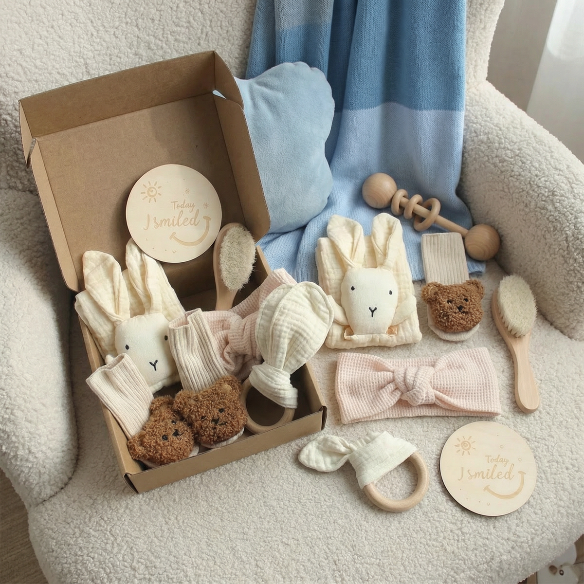 6-Piece Newborn Gift Box Set – Baby Essentials Starter Kit