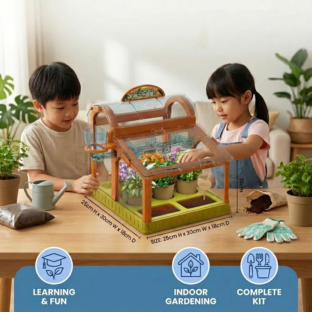 LED Acrylic Kids Greenhouse – Indoor Plant Growing Kit for Learning & Fun