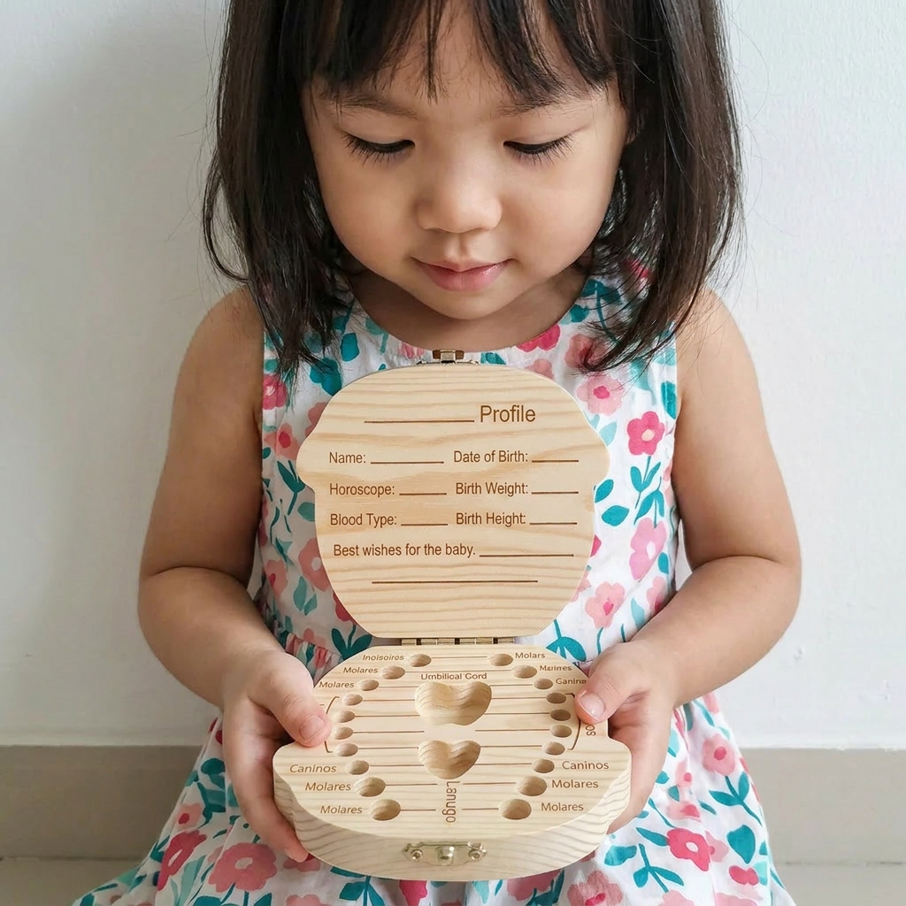Wooden Baby Tooth Box – Kids Milk Teeth Storage & Keepsake Organizer