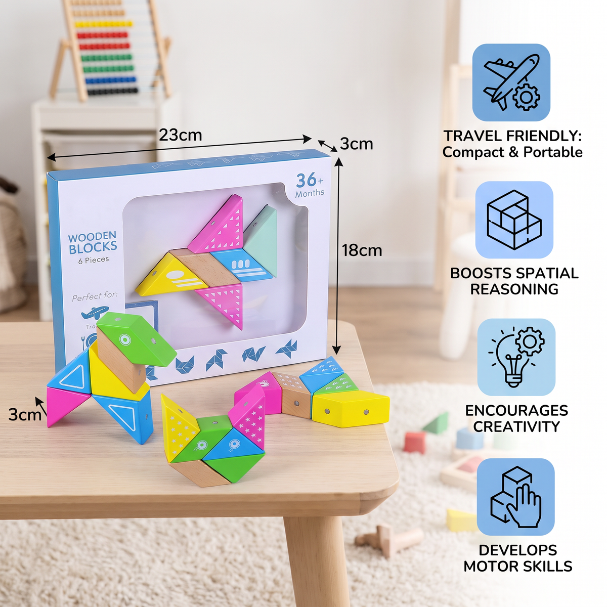 Magnetic Wooden Geometry Puzzle Blocks