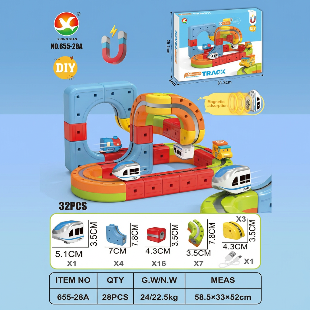 Magnetic Cube Track Railway Toy for Kids