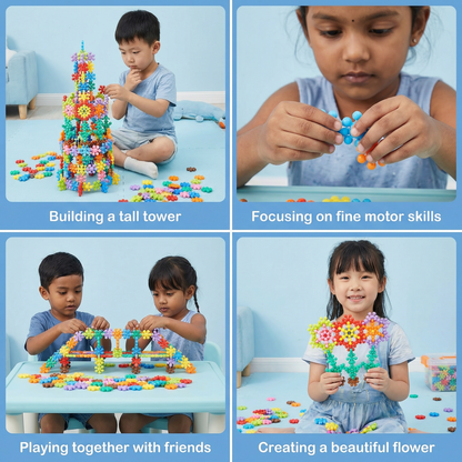 Snowflake Building Blocks for Children ⎜ Creative 3D Puzzle Toy for Educational Fun and Fine Motor Skills