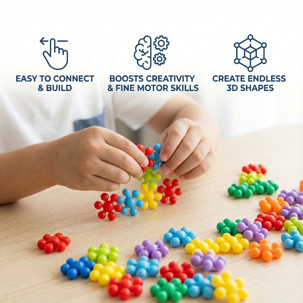 Snowflake Building Blocks for Children ⎜ Creative 3D Puzzle Toy for Educational Fun and Fine Motor Skills