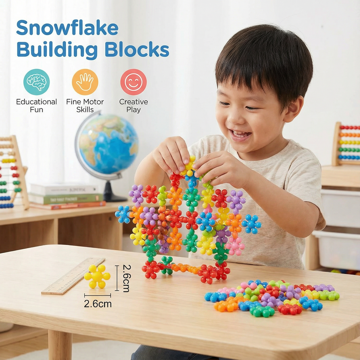 Snowflake Building Blocks for Children ⎜ Creative 3D Puzzle Toy for Educational Fun and Fine Motor Skills