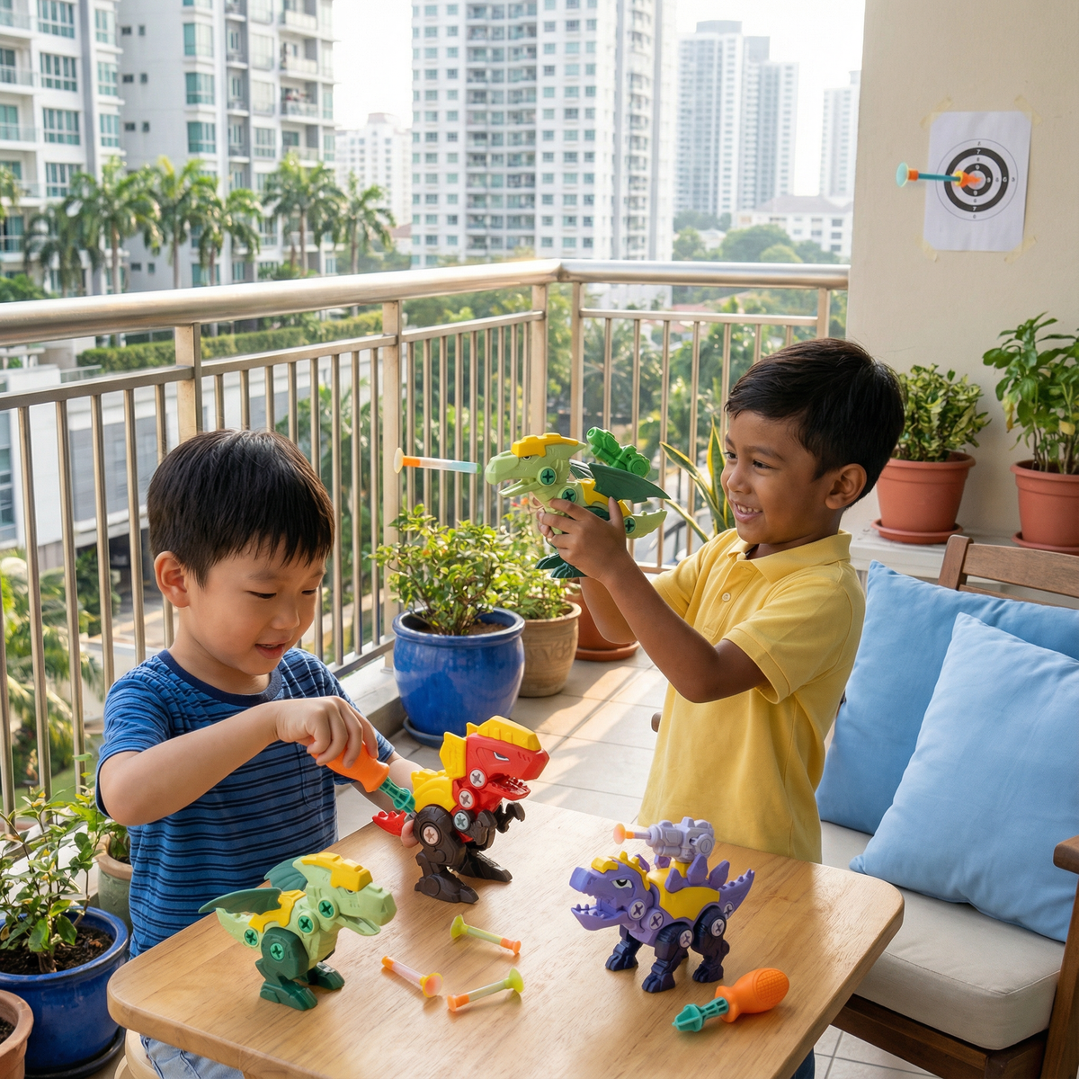 Dinosaur Screw Toy Set with Suction Cup Cannon