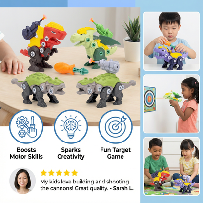 Dinosaur Screw Toy Set with Suction Cup Cannon