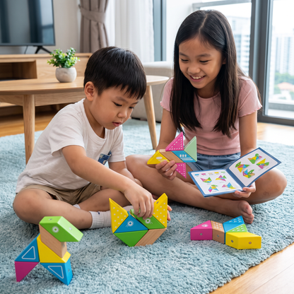 Magnetic Wooden Geometry Puzzle Blocks