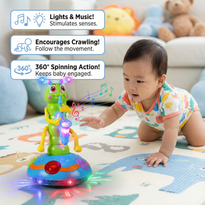 Musical Crawling Toy for Babies ⎜ Spinning Caterpillar with Lights and Sound for Early Learning and Fun Movement