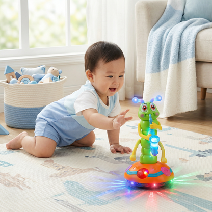 Musical Crawling Toy for Babies ⎜ Spinning Caterpillar with Lights and Sound for Early Learning and Fun Movement