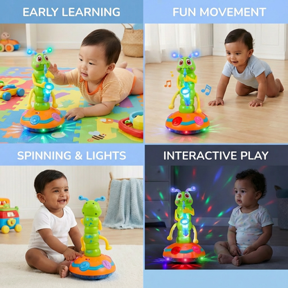 Musical Crawling Toy for Babies ⎜ Spinning Caterpillar with Lights and Sound for Early Learning and Fun Movement