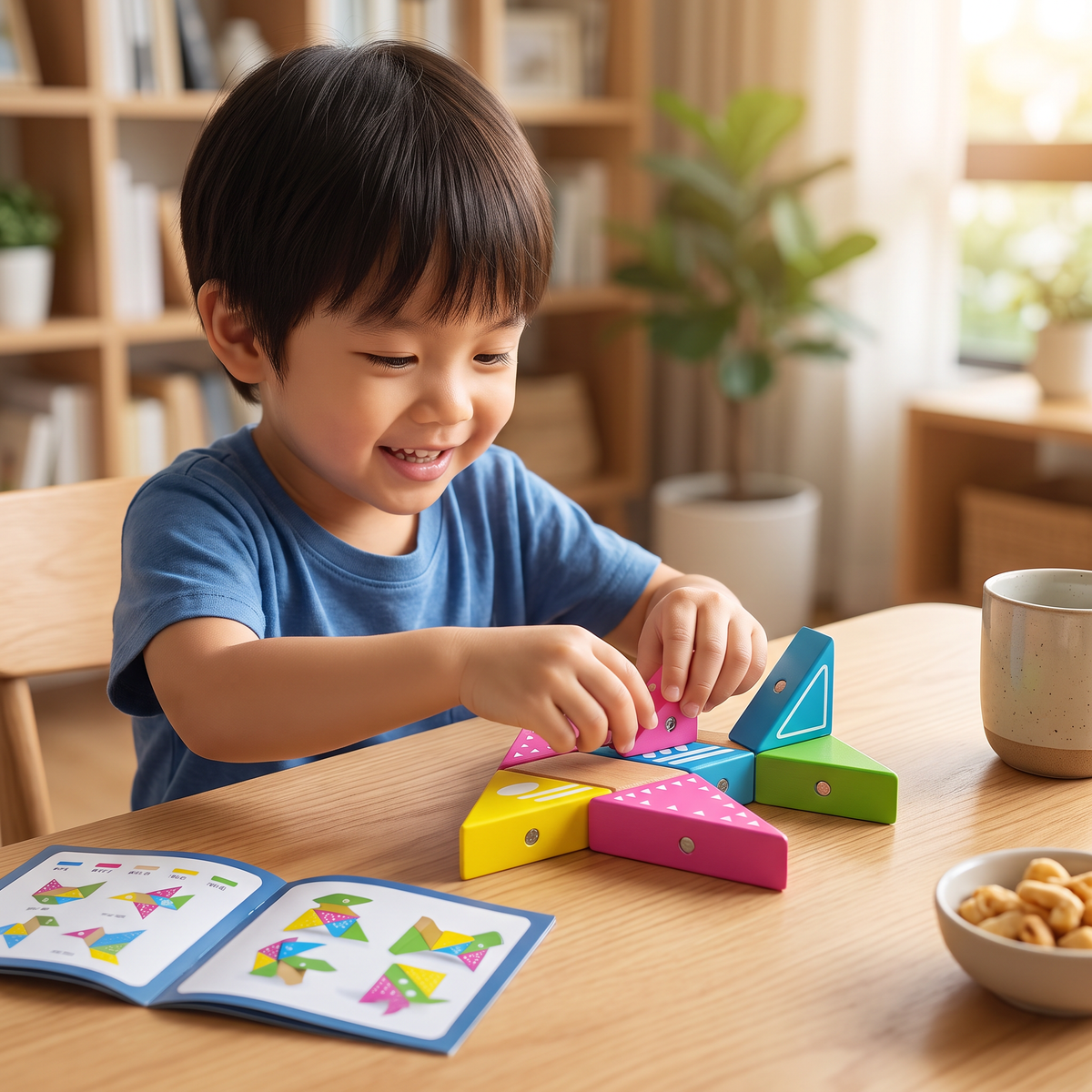 Magnetic Wooden Geometry Puzzle Blocks