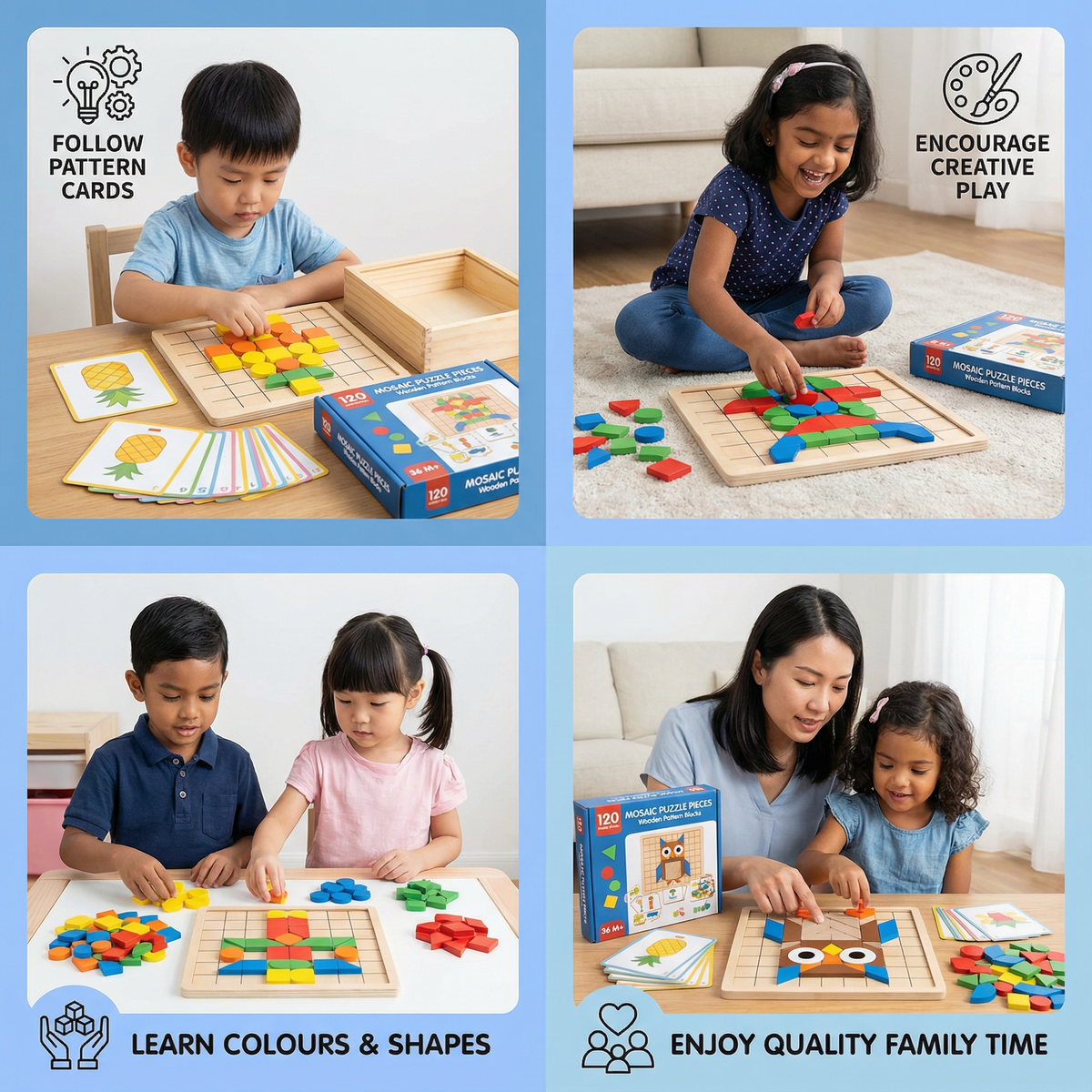 Montessori Mosaic Puzzle Colours and Shapes Game