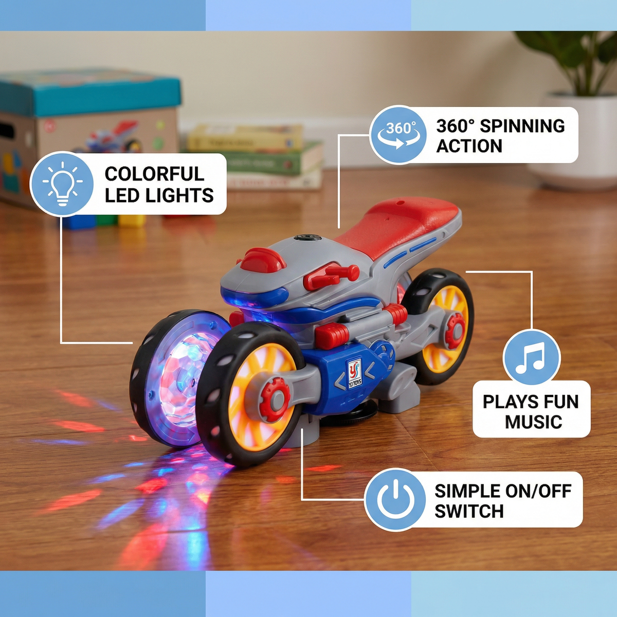 Glowing and Dancing Music Motorcycle