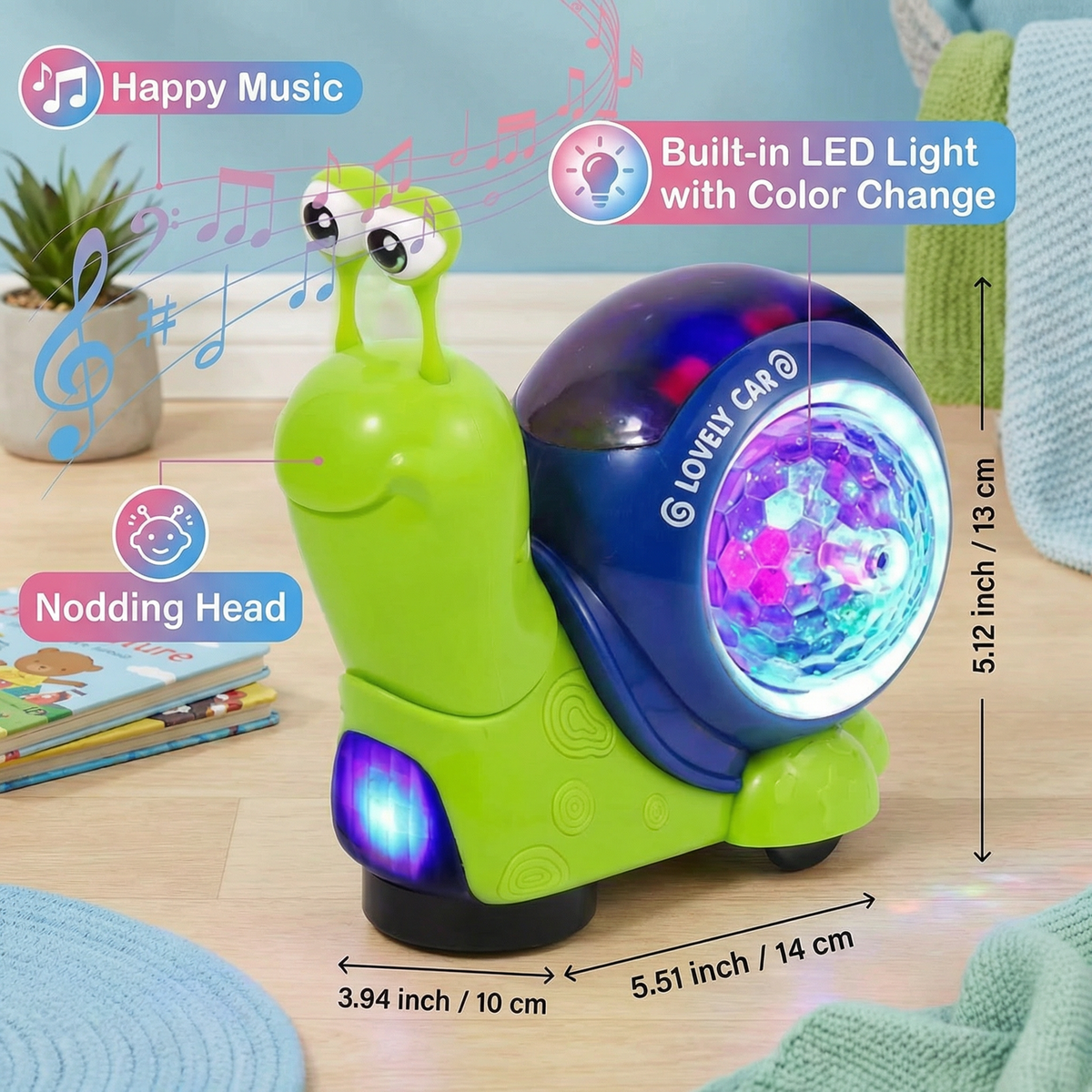 Glowing and Music Playing Snail Crawling Toy