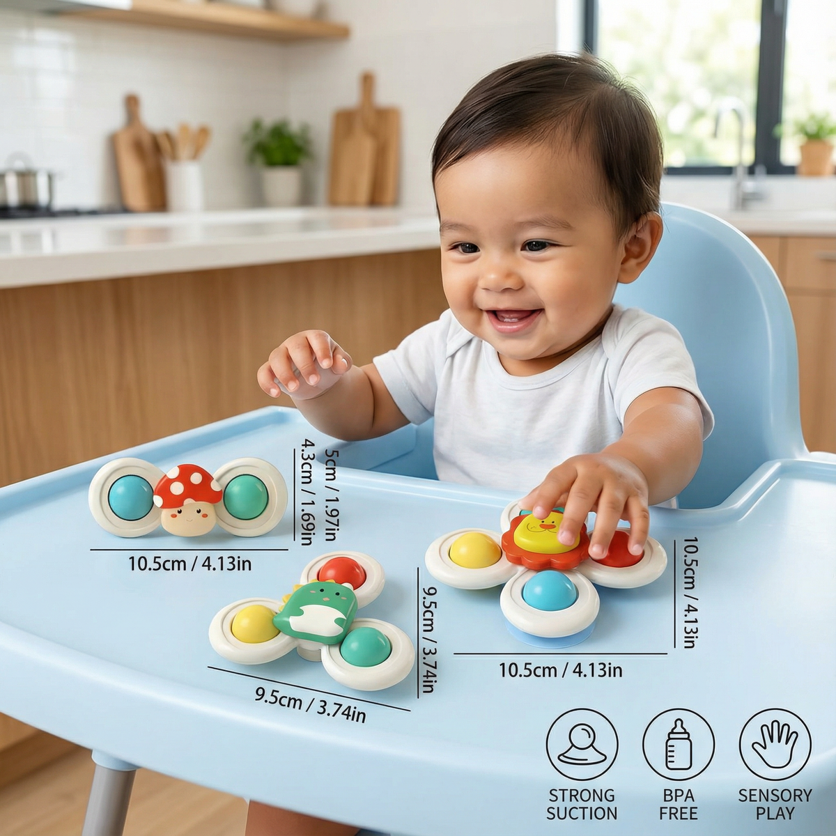 Cute suction cup toy for babies Set of 3
