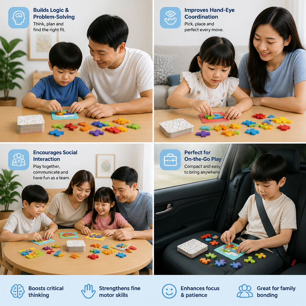 Wooden  Shape Matching Puzzle Family Game