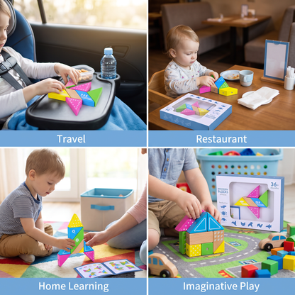 Magnetic Wooden Geometry Puzzle Blocks