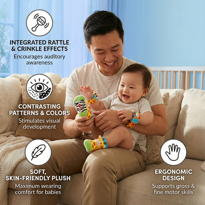 Baby Rattle Wrist and Sock Set ⎜ Colorful Sensory Toys for Early Learning and Motor Skill Development