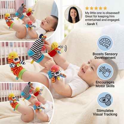 Baby Rattle Wrist and Sock Set ⎜ Colorful Sensory Toys for Early Learning and Motor Skill Development