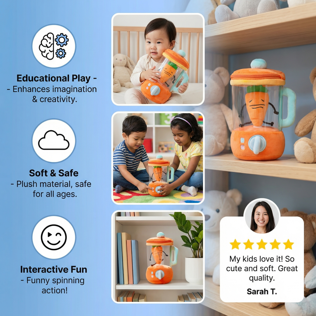 Funny Carrot Mixer Kids Plush Toy