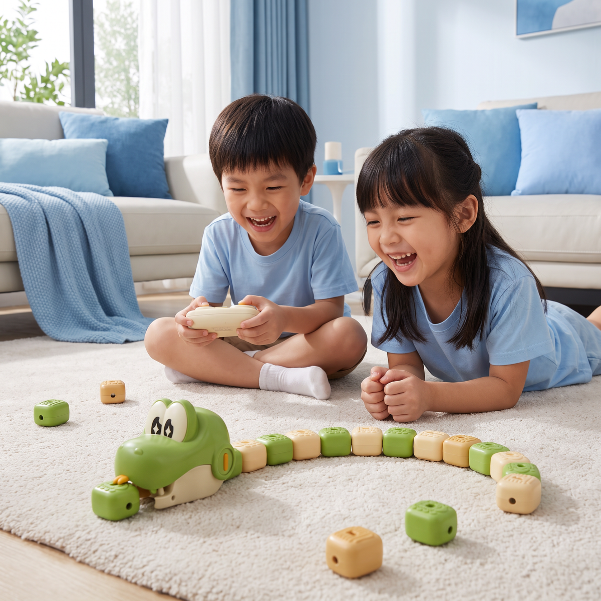 Interactive Growing RC Snake STEM Toy – Eats Blocks & Grows Longer