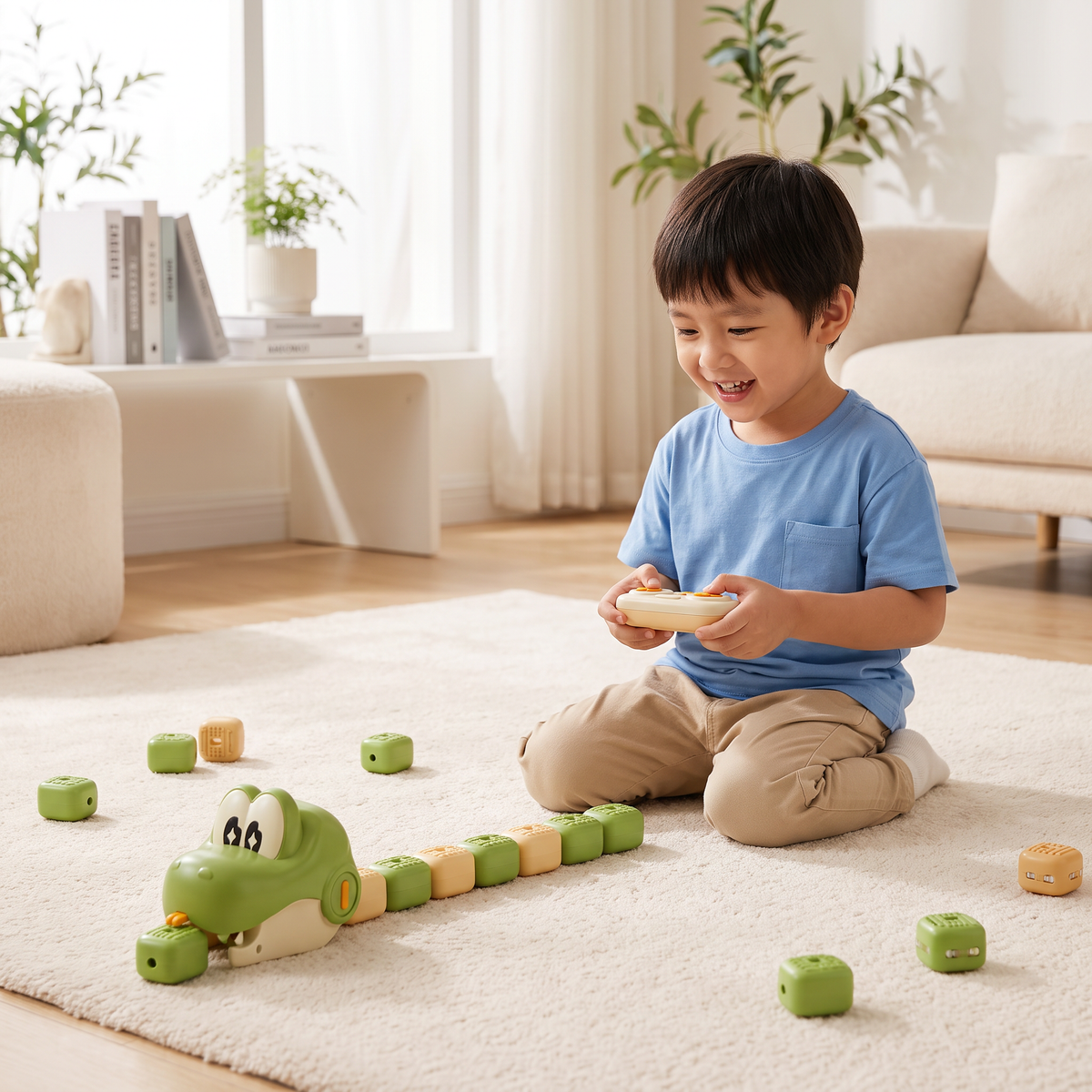 Interactive Growing RC Snake STEM Toy – Eats Blocks & Grows Longer