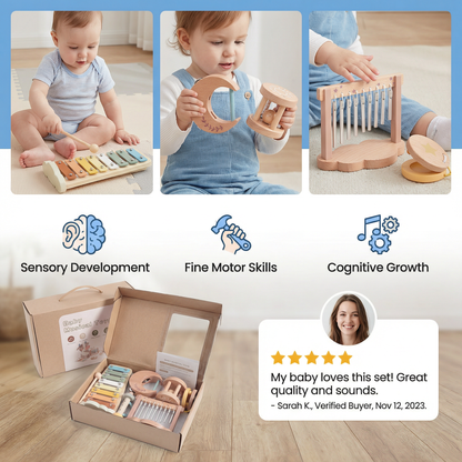 6-Piece Wooden Baby Musical Instrument Set – Sensory Sound & Music Toy