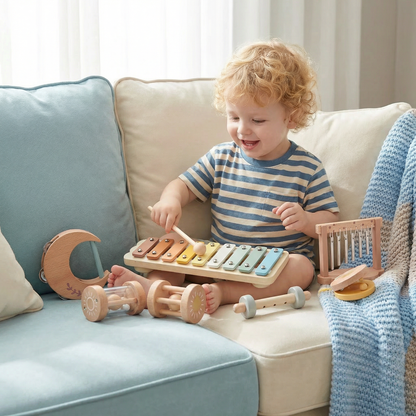 6-Piece Wooden Baby Musical Instrument Set – Sensory Sound & Music Toy
