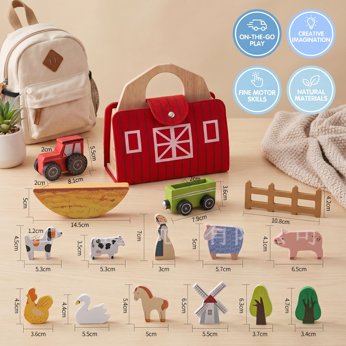 Montessori Wooden & Felt Farm Travel Toy – Perfect for On-the-Go Play