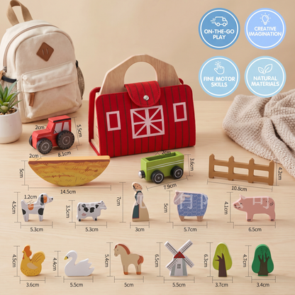 Montessori Wooden & Felt Farm Travel Toy – Perfect for On-the-Go Play