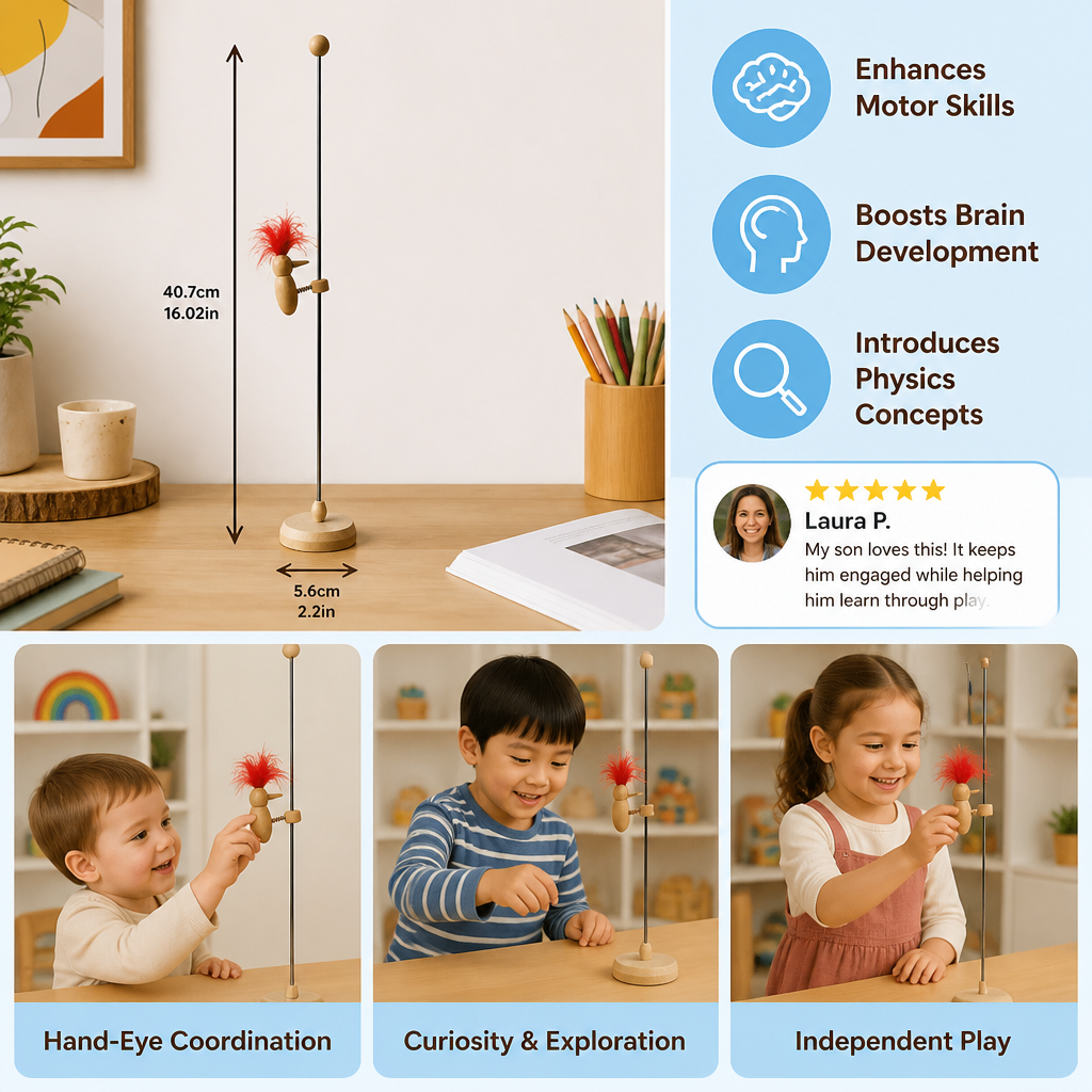 Wooden Woodpecker Learning Toy for Kids