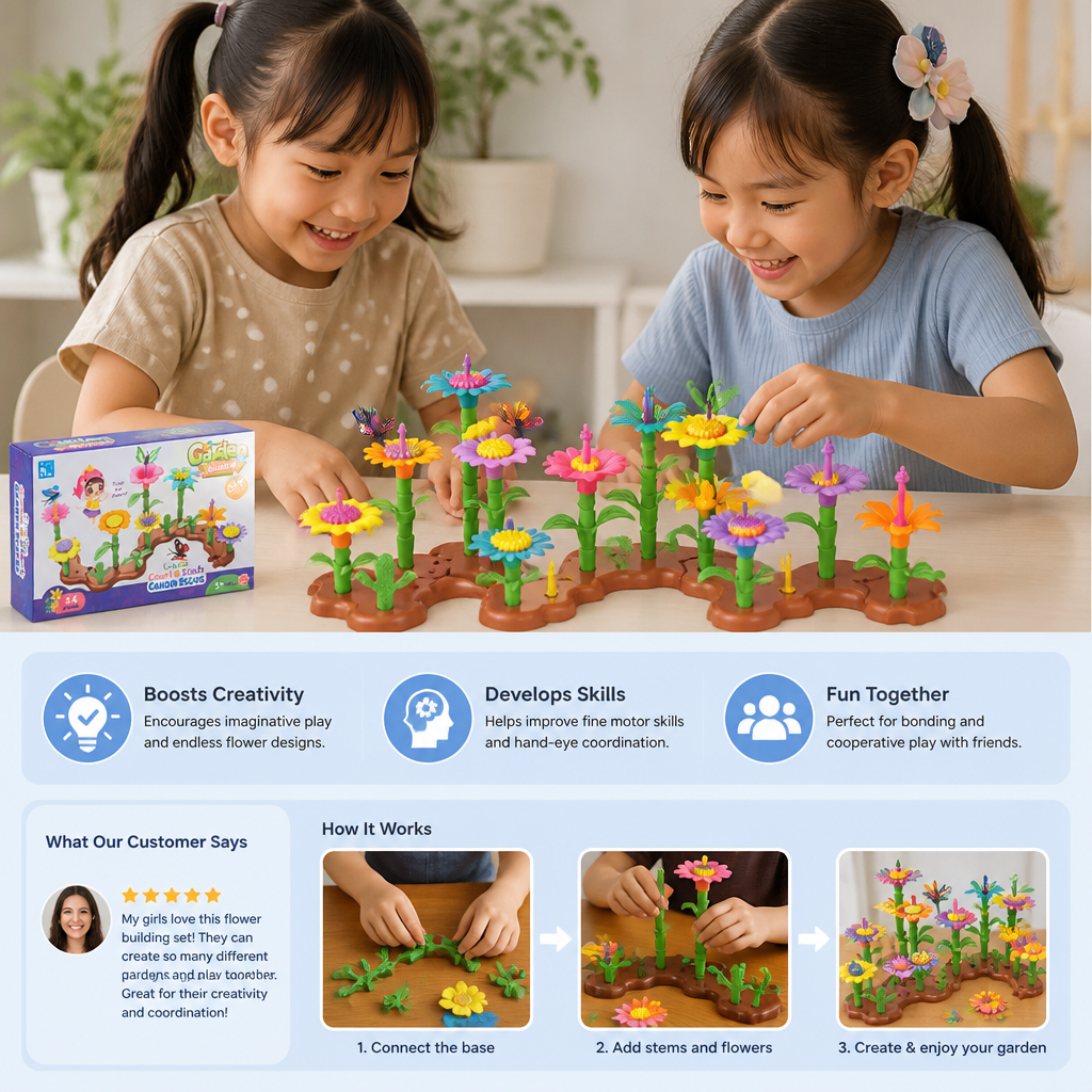 Flower Garden Building Toy for Kids – Creative Planting & Learning Playset for Little Gardeners