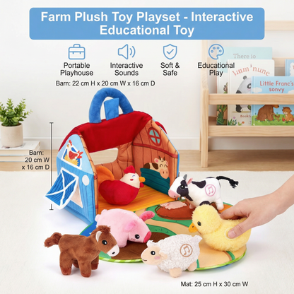 Farm Plush Toy Playset – Interactive Educational Toy with Portable Playhouse