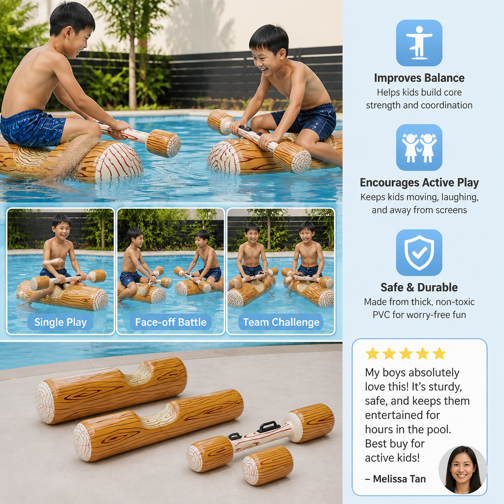 Inflatable Pool Battle Game for Kids – Water Balance & Splash Game