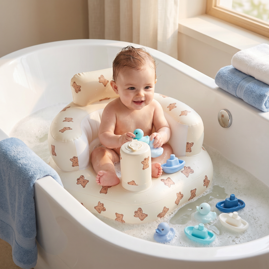 Inflatable Baby Seat with Bear Print for Sitting and Bath
