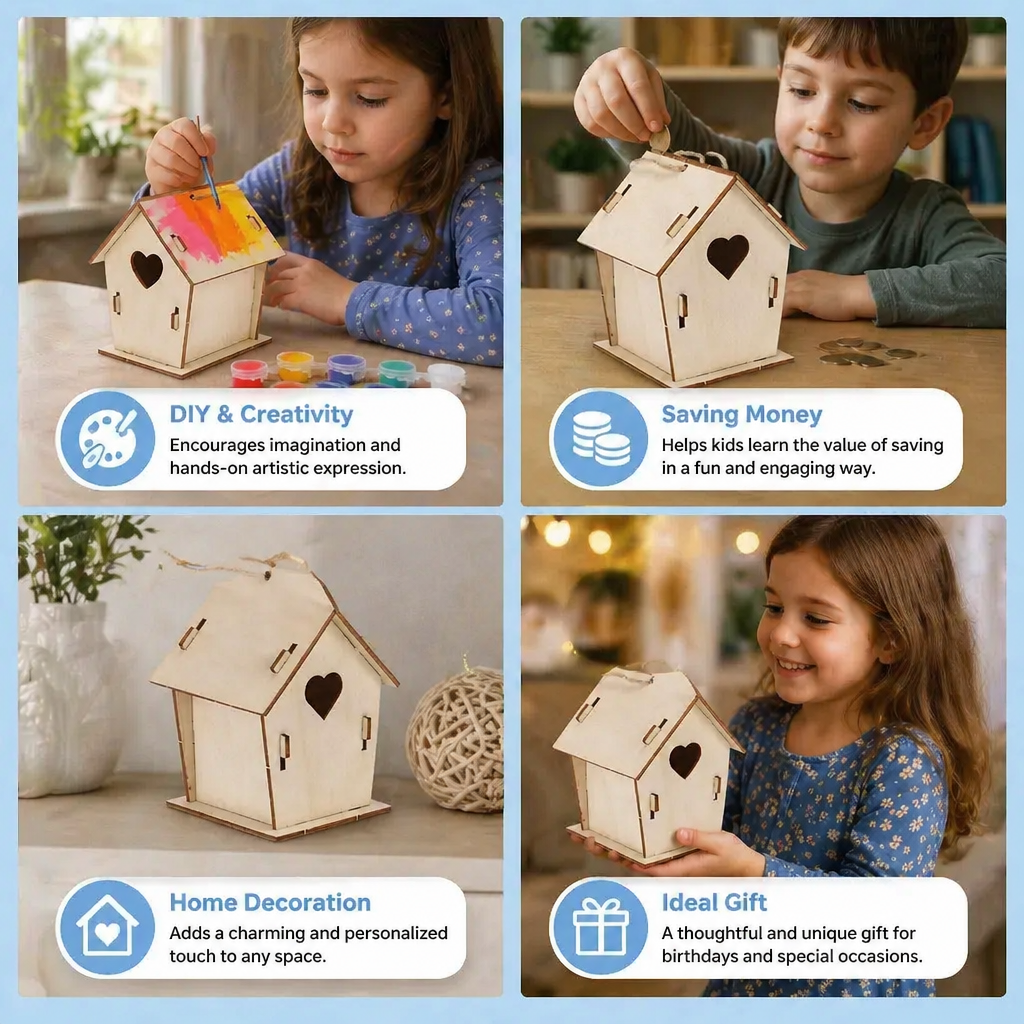 Colorful DIY Wooden Birdhouse Kit for Kids – Paint & Craft Set