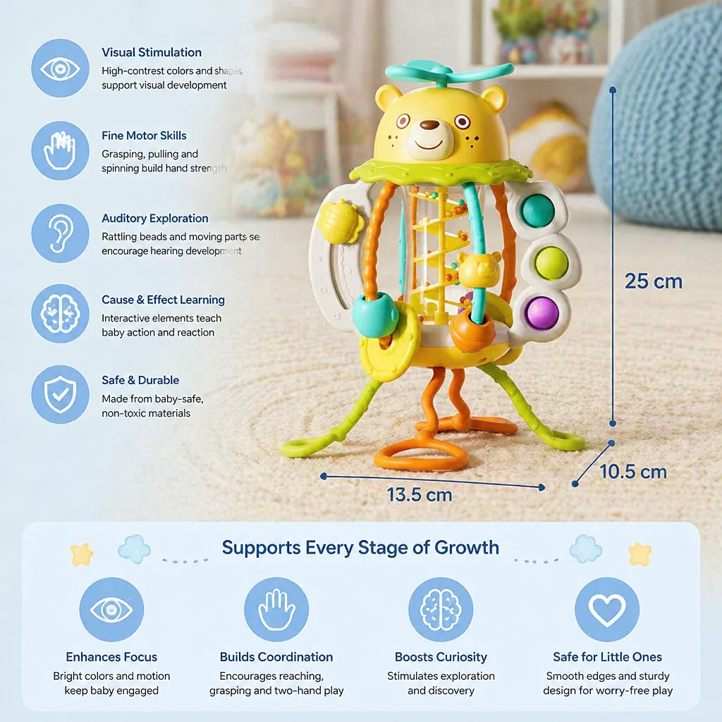 Pull-Along Baby Rattle – Cute Educational Toy for Early Development