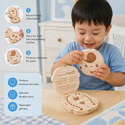 Wooden Baby Tooth Box – Kids Milk Teeth Storage & Keepsake Organizer