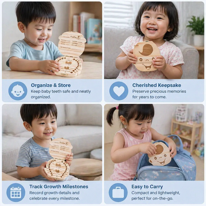 Wooden Baby Tooth Box – Kids Milk Teeth Storage & Keepsake Organizer
