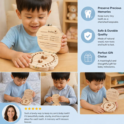 Wooden Baby Tooth Box – Kids Milk Teeth Storage & Keepsake Organizer