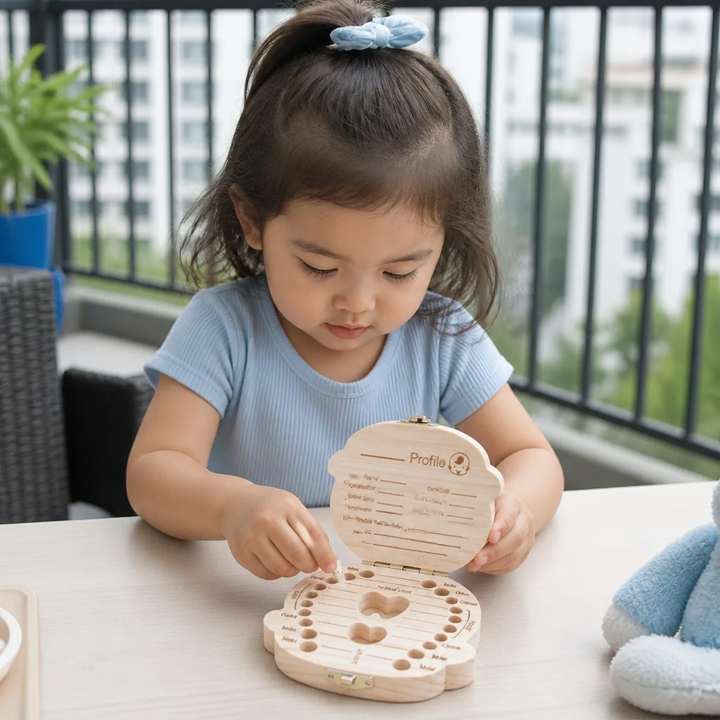 Wooden Baby Tooth Box – Kids Milk Teeth Storage & Keepsake Organizer