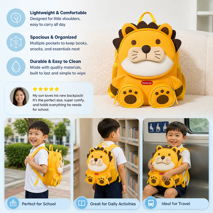 Kids Cartoon Animal Backpack – Lightweight Multi-Pocket School Bag