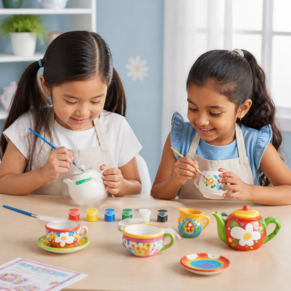 DIY Ceramic Tea Set Painting Kit for Kids