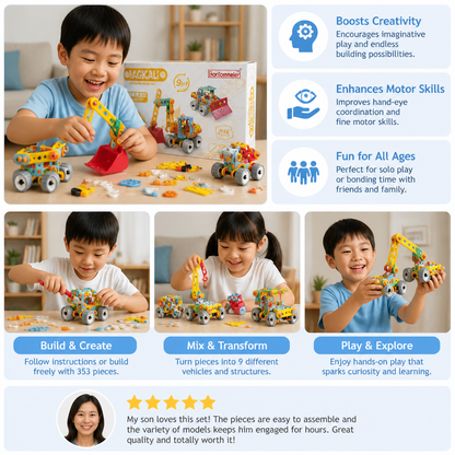 9-in-1 STEM Construction Vehicle Building Kit