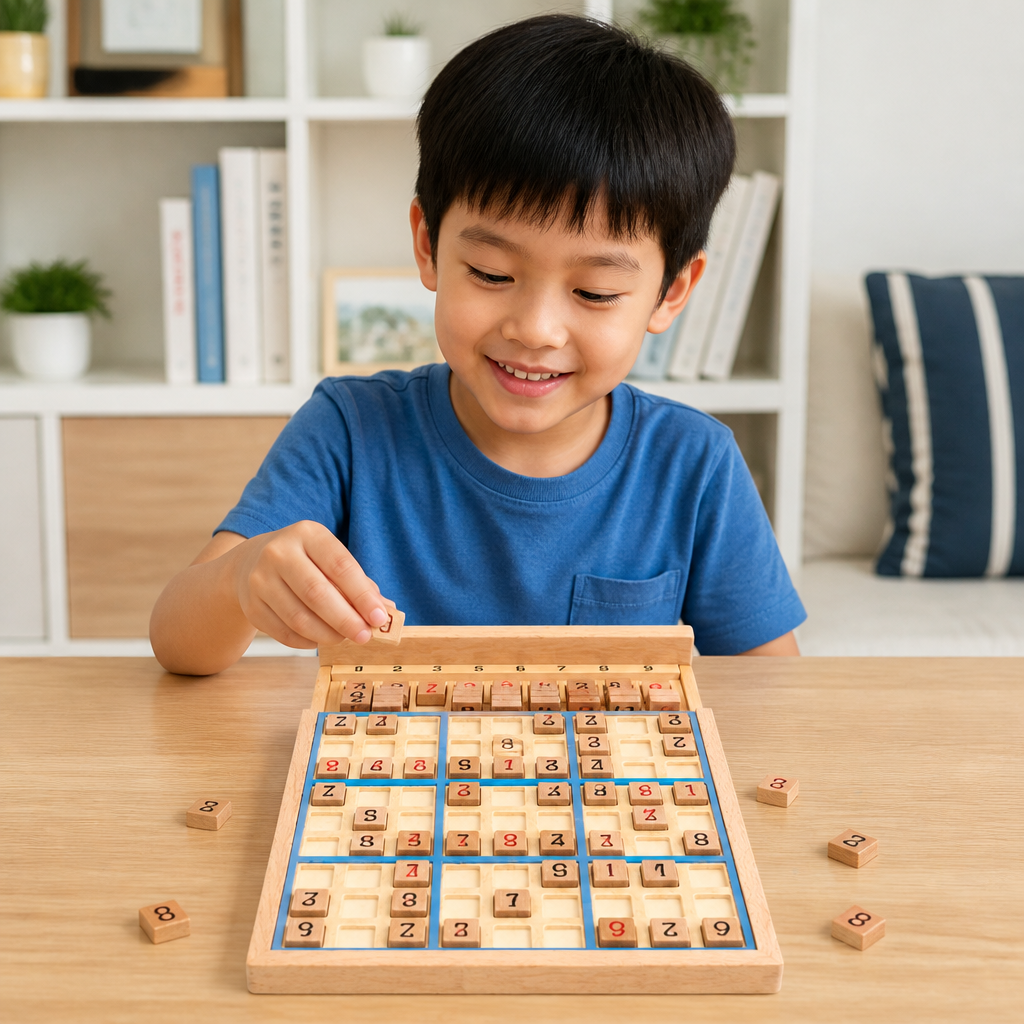 Wooden Sudoku Puzzle Board – Educational Logic & Math Game