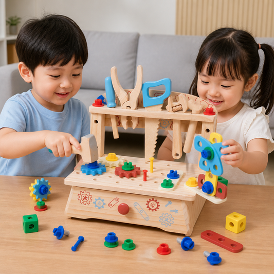 Wooden Kids Workbench & Tool Set – DIY Construction & Fine Motor Skills Learning Toy