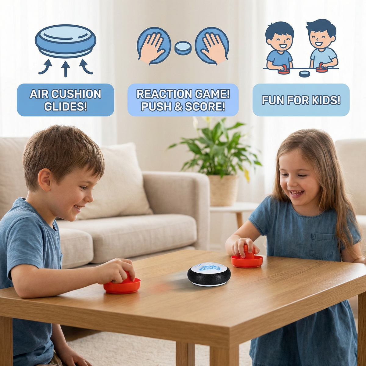 Mini Air Hockey Table Game for Kids – Reaction Game with Pucks