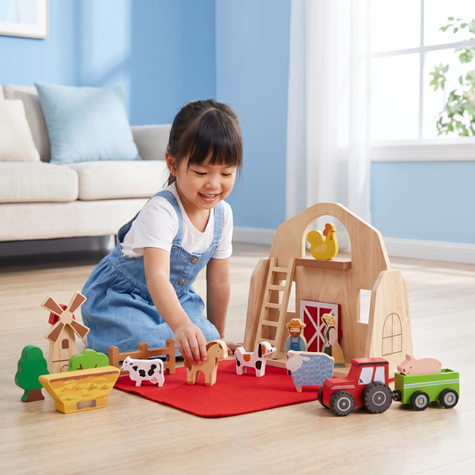 Montessori Wooden & Felt Farm Travel Toy – Perfect for On-the-Go Play