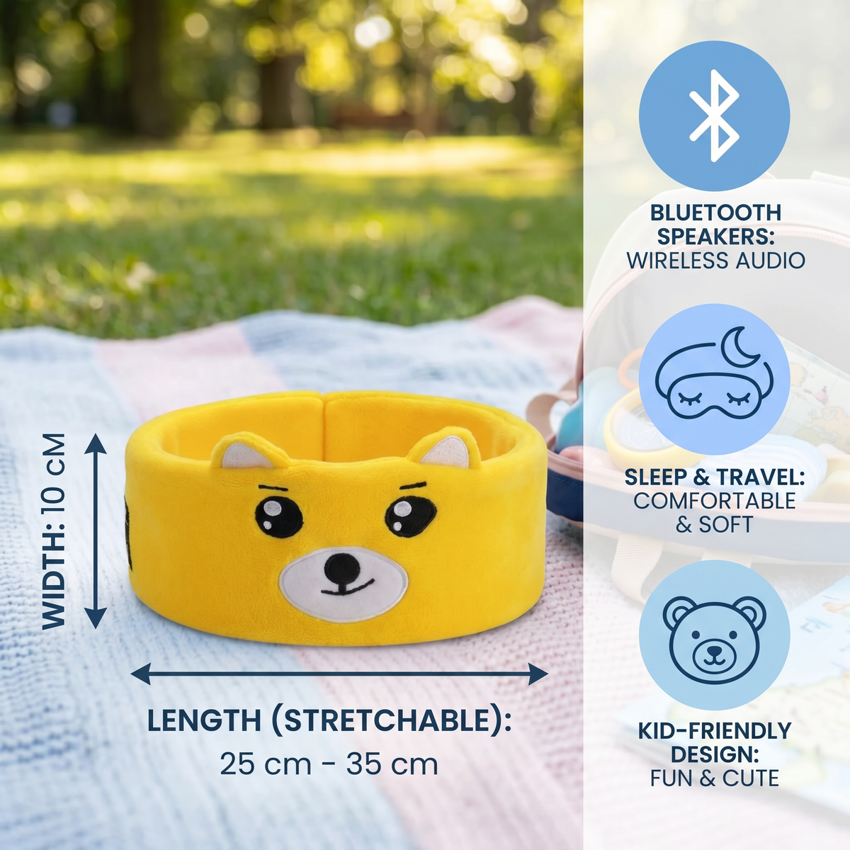 2-in-1 Sleep Headband with Bluetooth Speakers – Soft Wireless Headband for Travel & Sleep